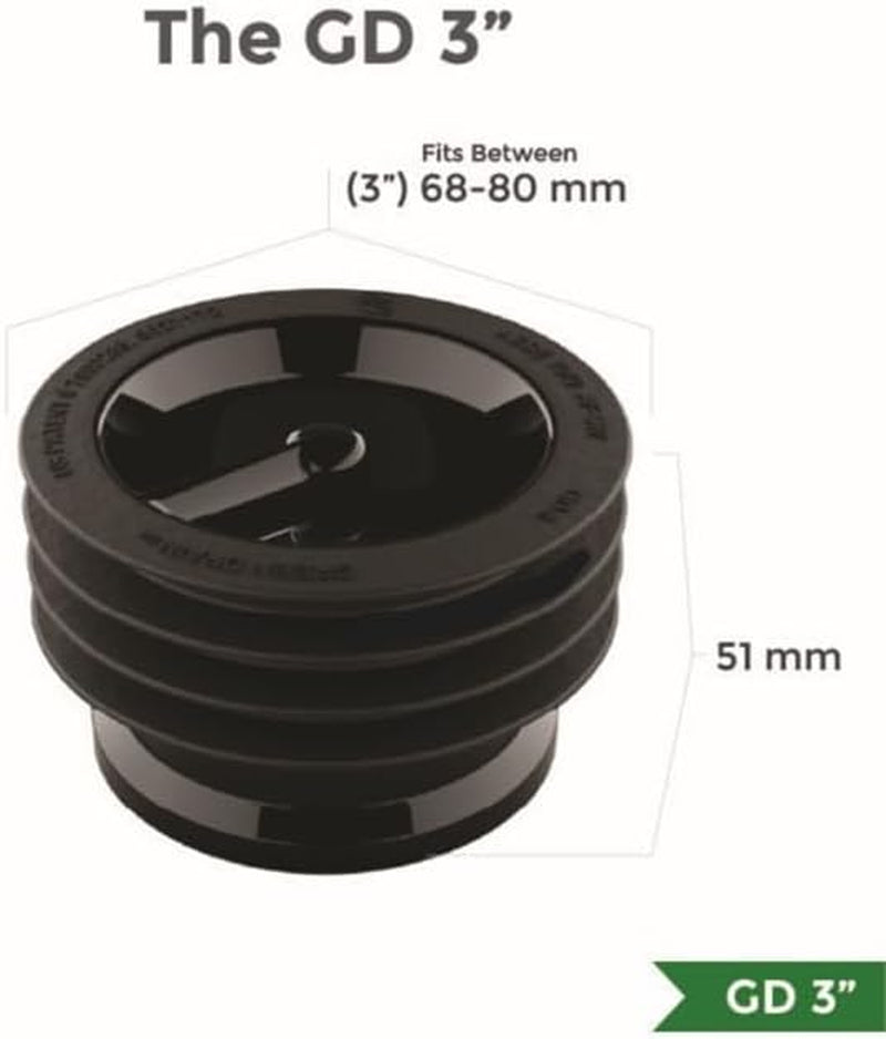 Waterless Trap Seal, 3 Inch, Fitting Pipes with Diameters between 68-80 Mm