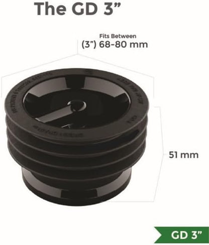 Waterless Trap Seal, 3 Inch, Fitting Pipes with Diameters between 68-80 Mm