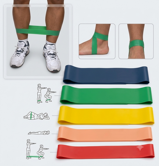 Set de 5 Bandes de Résistance Élastiques – Fitness & Yoga